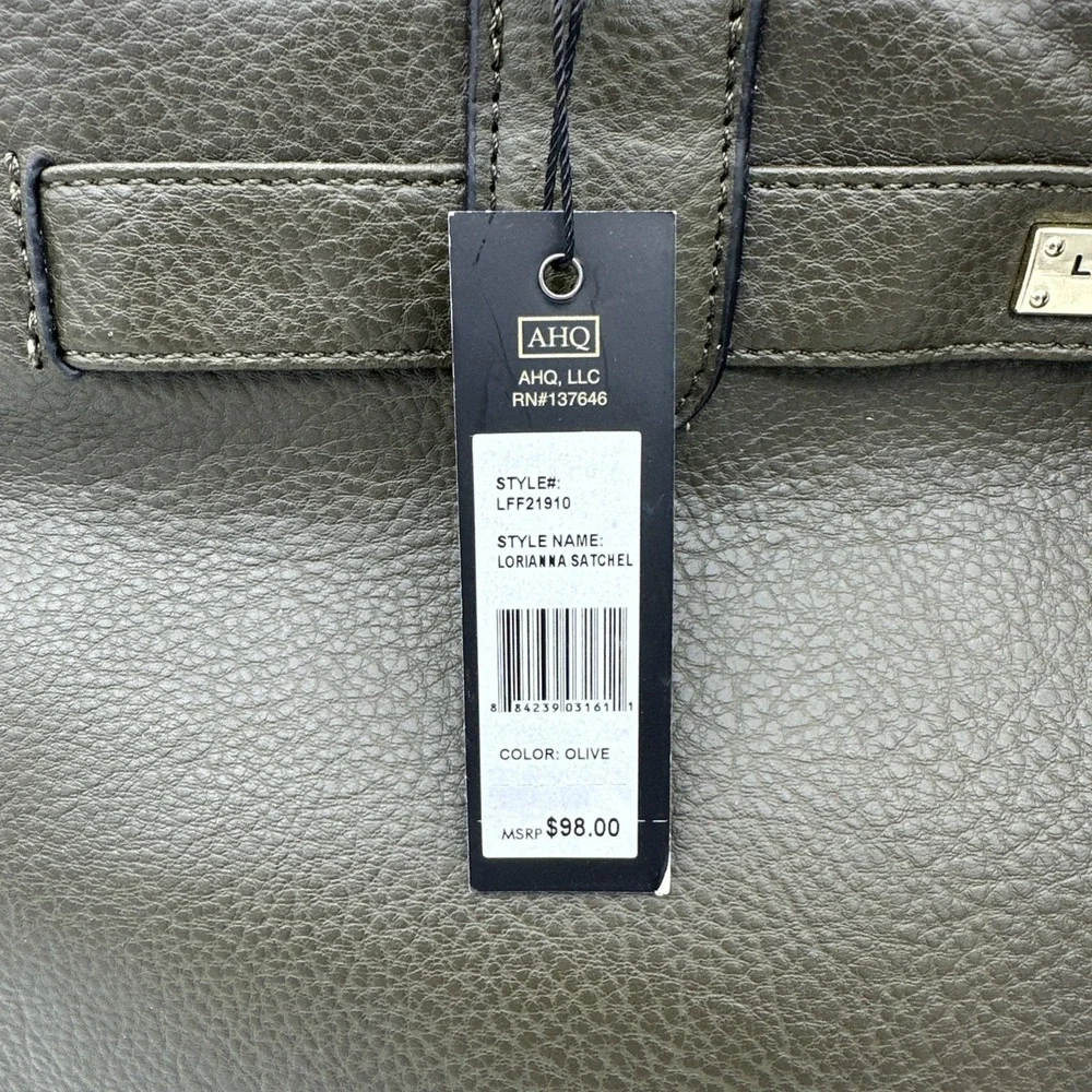 London‎ Fog Collection Lorianna Satchel Olive/green Leather Pocket NWT
